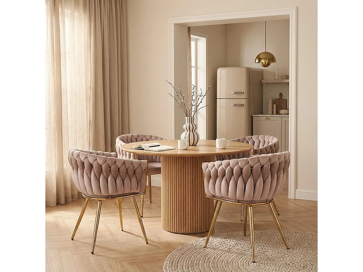 Fauteuil design en velours chaise accoudoirs pieds dorés Versailles - Marron