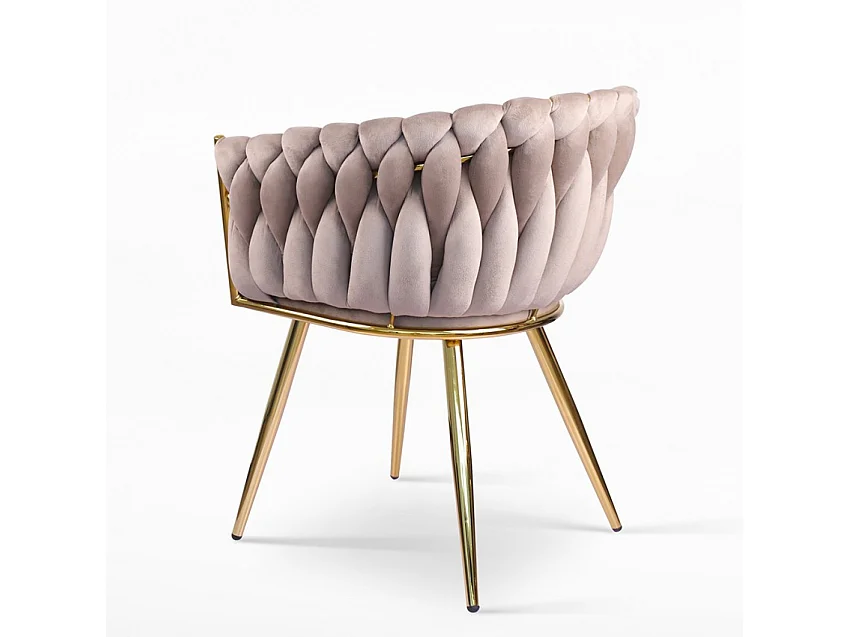 Fauteuil design en velours chaise accoudoirs pieds dorés Versailles - Marron