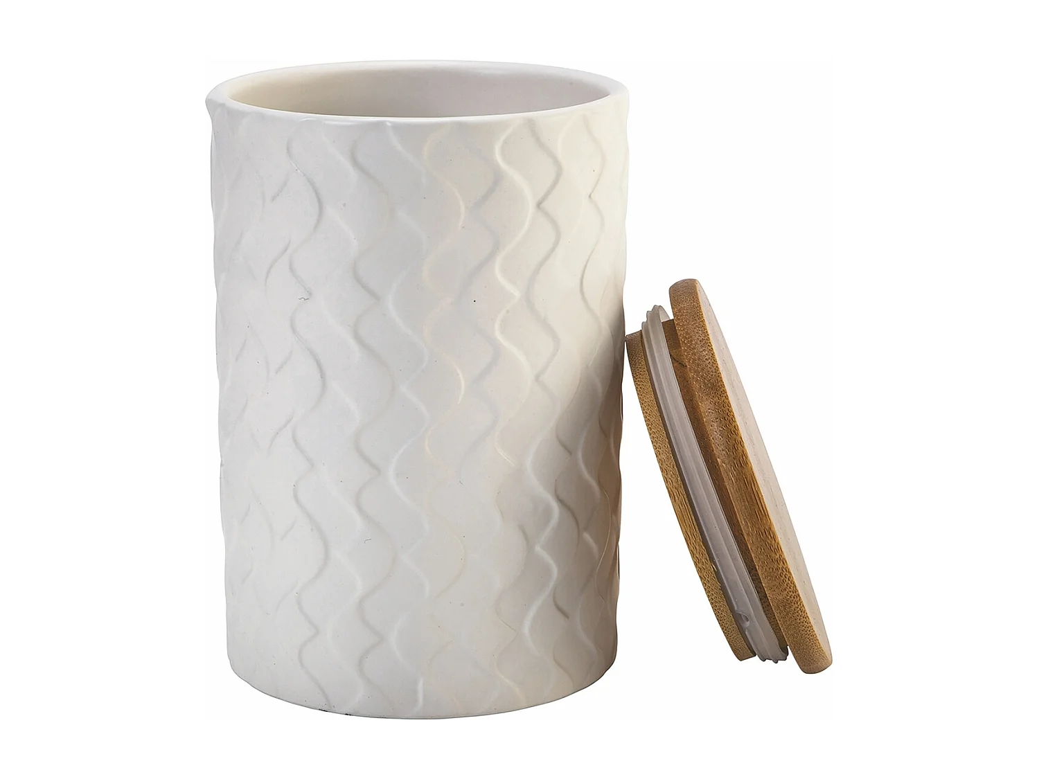 Set de 3 tarros de cocina de cerámica con tapa Shade of Shape Geometrie - Blanco