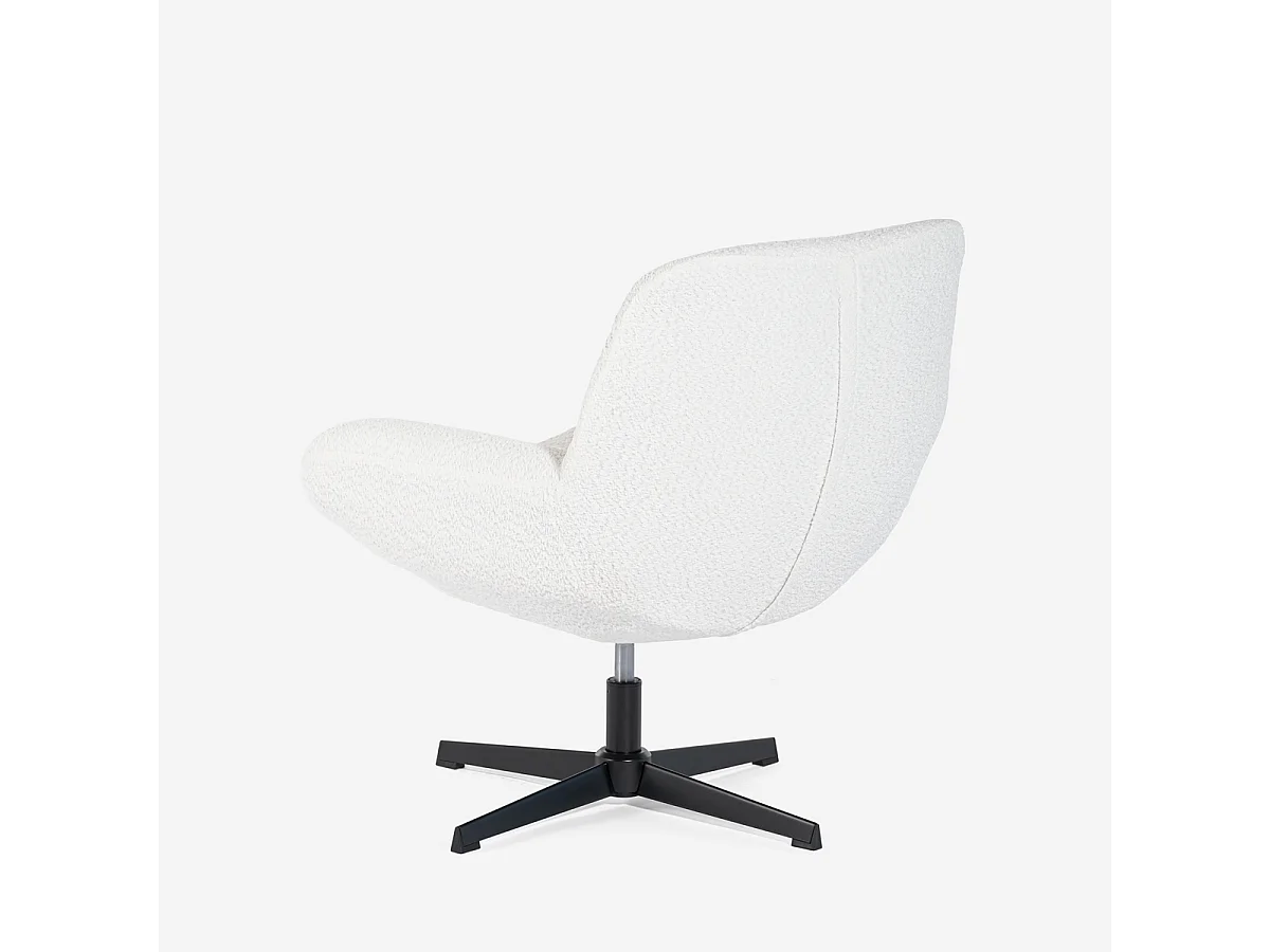 Sessel drehbar elegant aus Bouclé-Stoff fürs Wohnzimmer Büro Lehm - Weiß