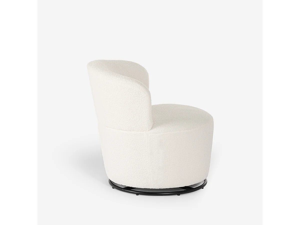 Poltroncina moderna girevole da salotto in tessuto bouclè Yammy - Bianco