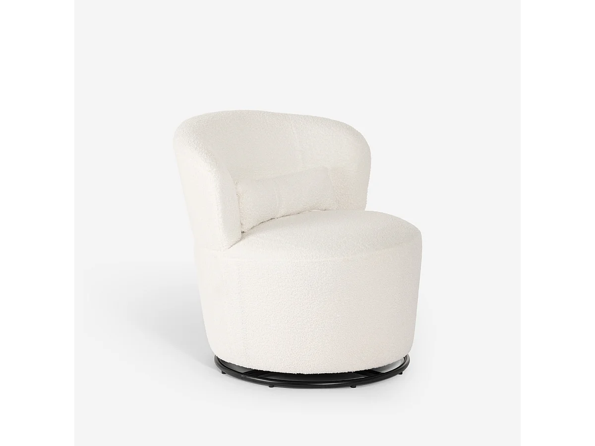 Sessel modern drehbar Wohnzimmer aus Bouclé-Stoff Yammy - Weiß