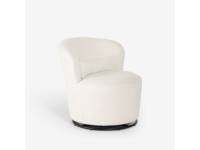 Sessel modern drehbar Wohnzimmer aus Bouclé-Stoff Yammy - Weiß
