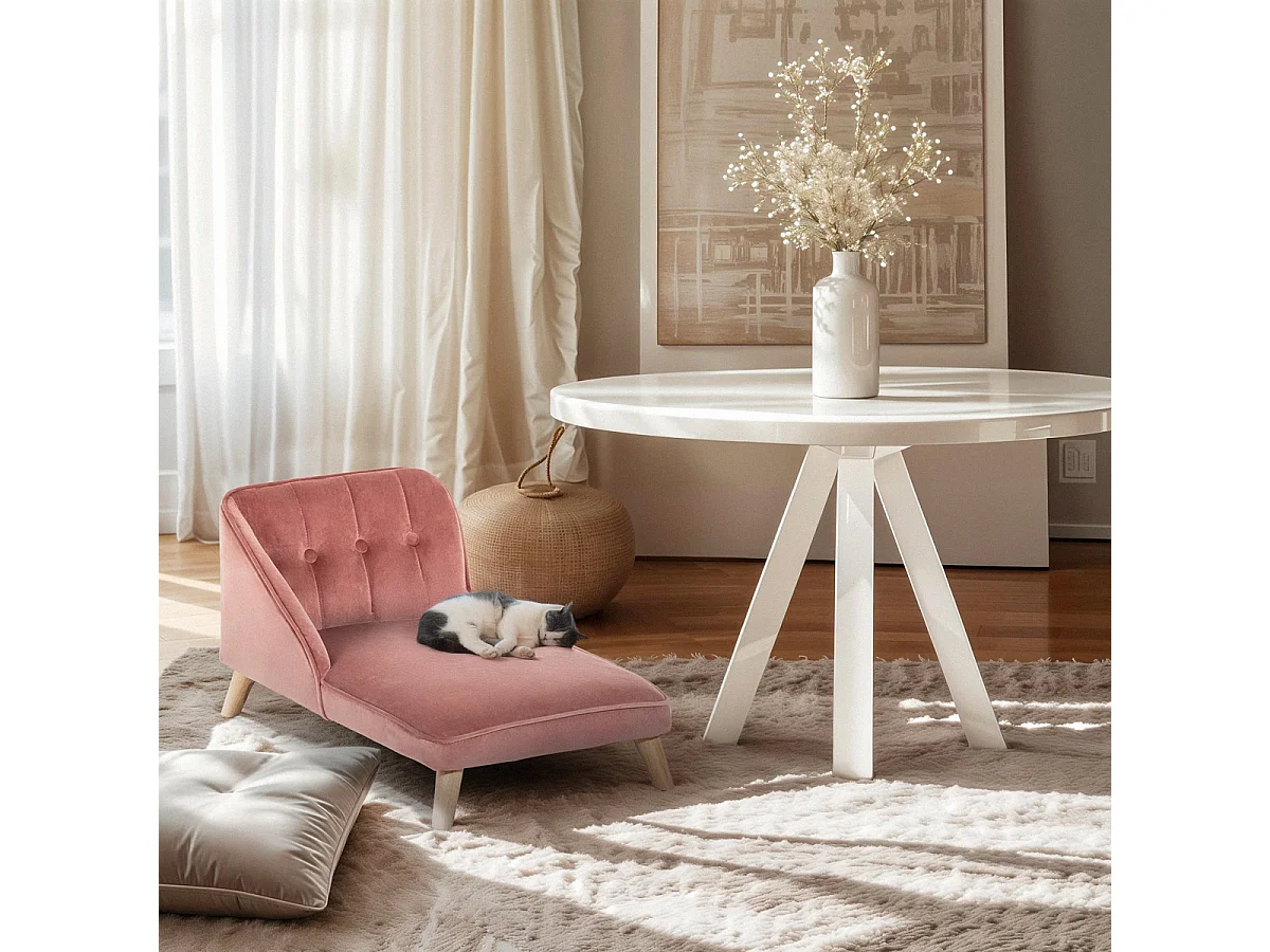 Chaise longue divano per cani e gatti in velluto Serin - Rosa