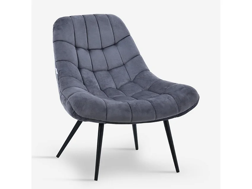 Poltrona salotto in velluto stile moderno seduta larga imbottita Ohio - Grigio Scuro