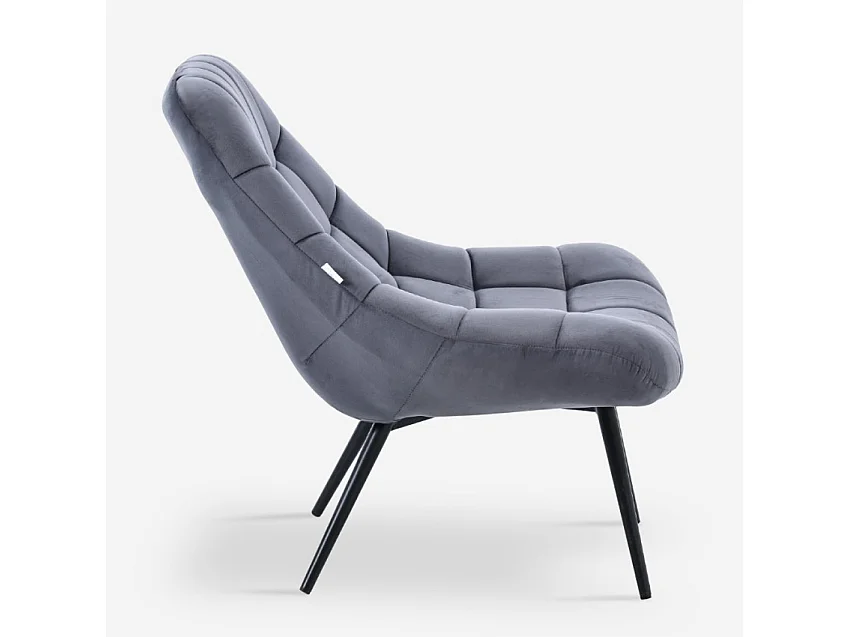 Poltrona salotto in velluto stile moderno seduta larga imbottita Ohio - Grigio Scuro