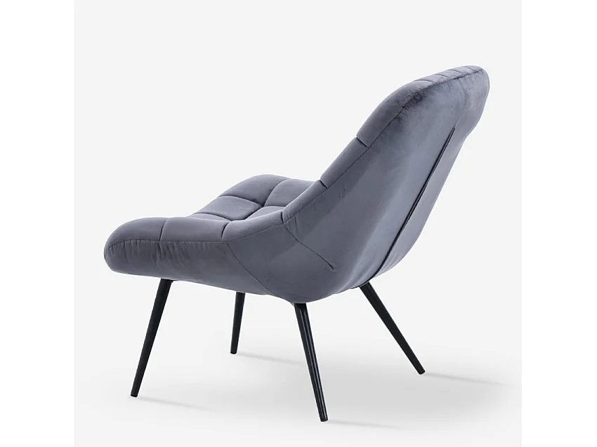 Poltrona salotto in velluto stile moderno seduta larga imbottita Ohio - Grigio Scuro