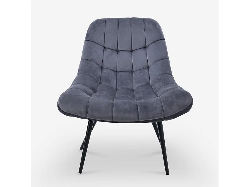 Poltrona salotto in velluto stile moderno seduta larga imbottita Ohio - Grigio Scuro