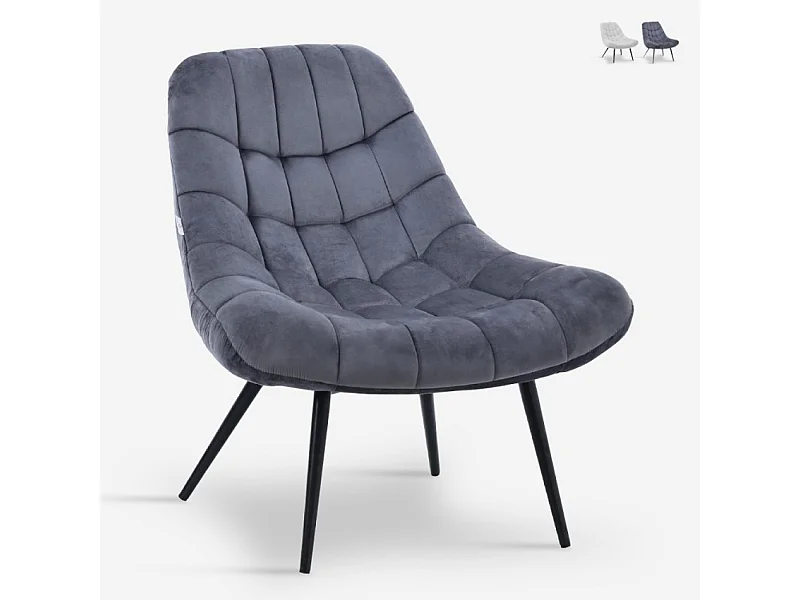 Wohnzimmer Sessel in modernem Stil mit breitem, gepolstertem Samtsitz - Ohio - Dunkel Grau