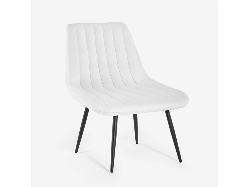Poltrona salotto design moderno seduta a coste tessuto velluto Rajin - Bianco