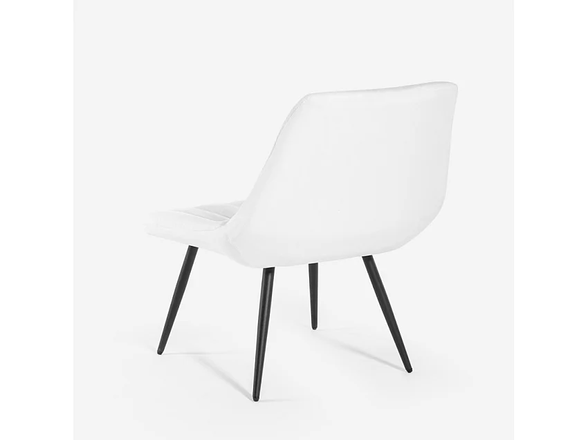 Poltrona salotto design moderno seduta a coste tessuto velluto Rajin - Bianco