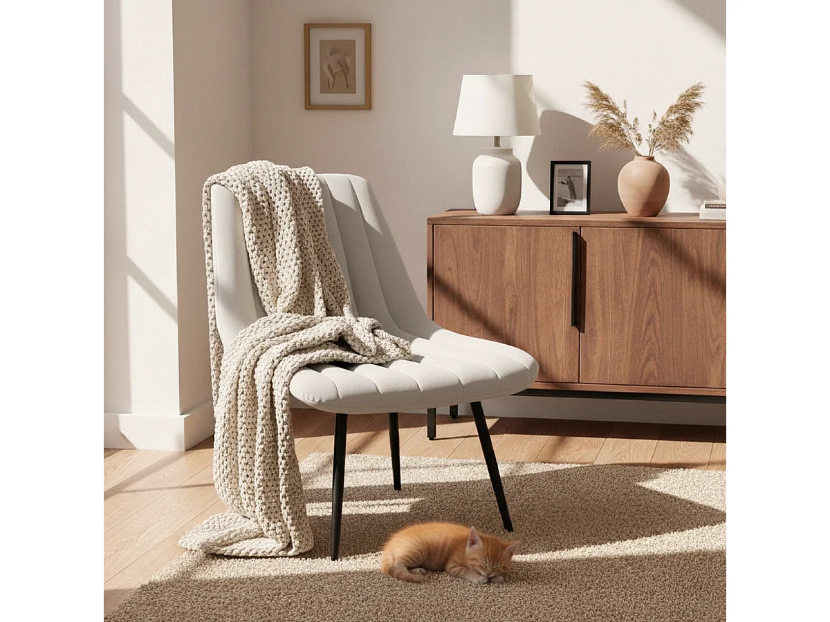 Moderner Design-Wohnzimmersessel gerippter Sitz Samtstoff Rajin - Weiß