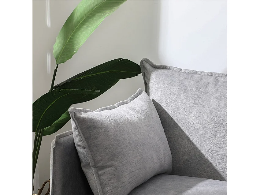 Sillón moderno tapizado para el salón con cojines de tela gris Mainz