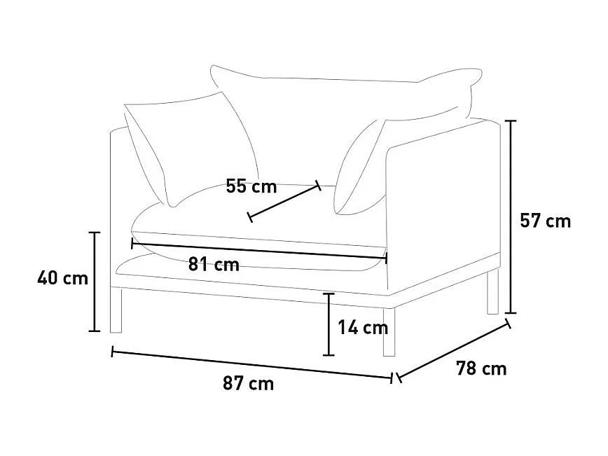 Poltrona da salotto moderna imbottita cuscini in tessuto grigio Mainz
