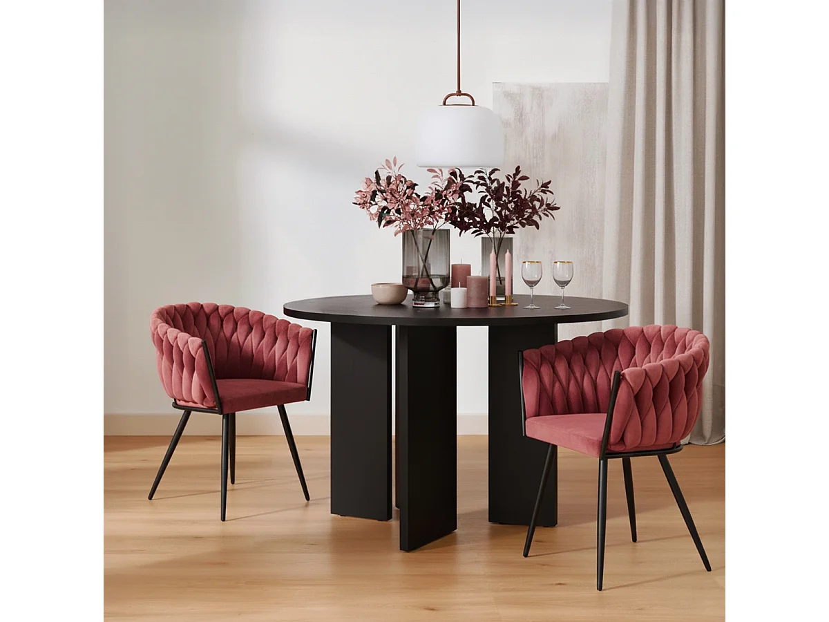 Poltrona sedia velluto design con braccioli cucina soggiorno Chantilly - Rosa