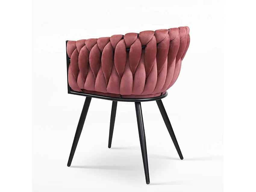 Poltrona sedia velluto design con braccioli cucina soggiorno Chantilly - Rosa