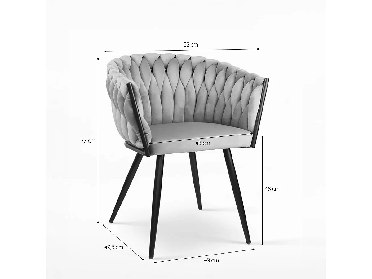 Fauteuil en velours design avec accoudoirs pour cuisine et salon Chantilly - Rose