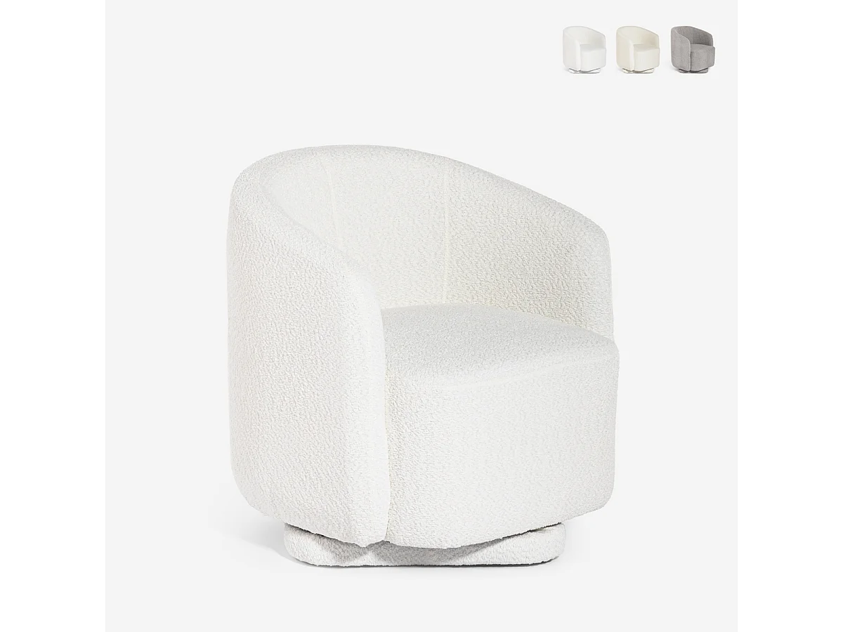 Sessel modern Stoff Bouclè Wohnzimmer drehbar Orav - Weiß