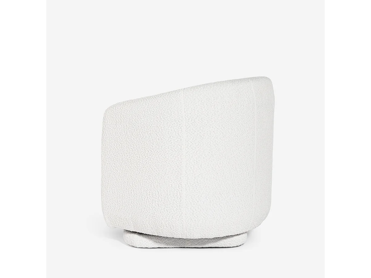 Poltrona in tessuto bouclé per soggiorno salotto moderna girevole Orav - Bianco