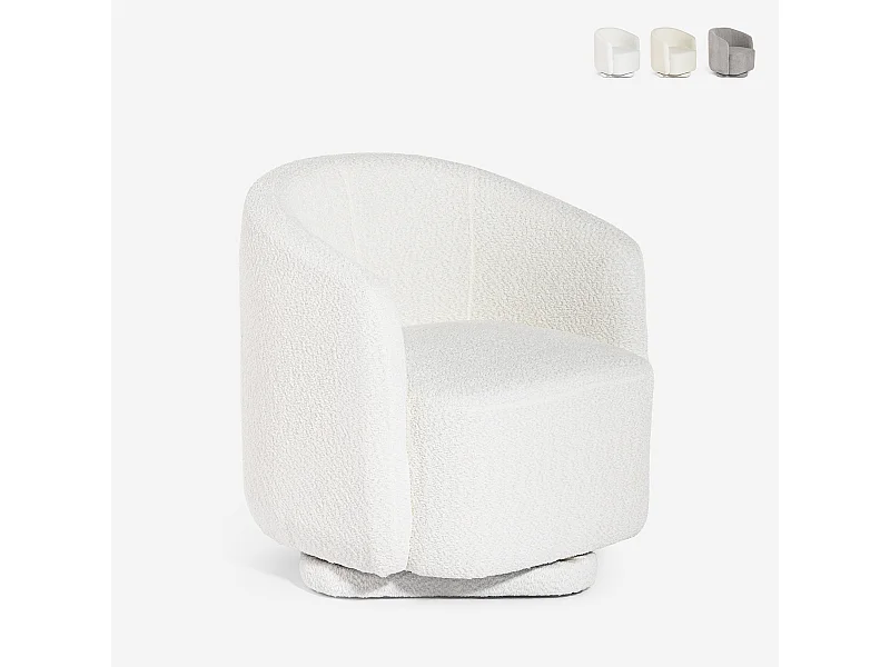 Sessel modern Stoff Bouclè Wohnzimmer drehbar Orav - Weiß