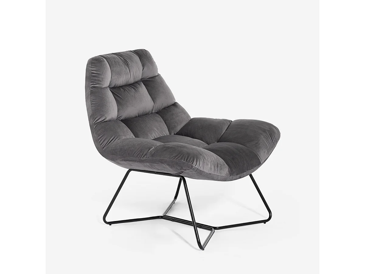 Sillón de salón moderno de terciopelo de diseño Karu - Gris