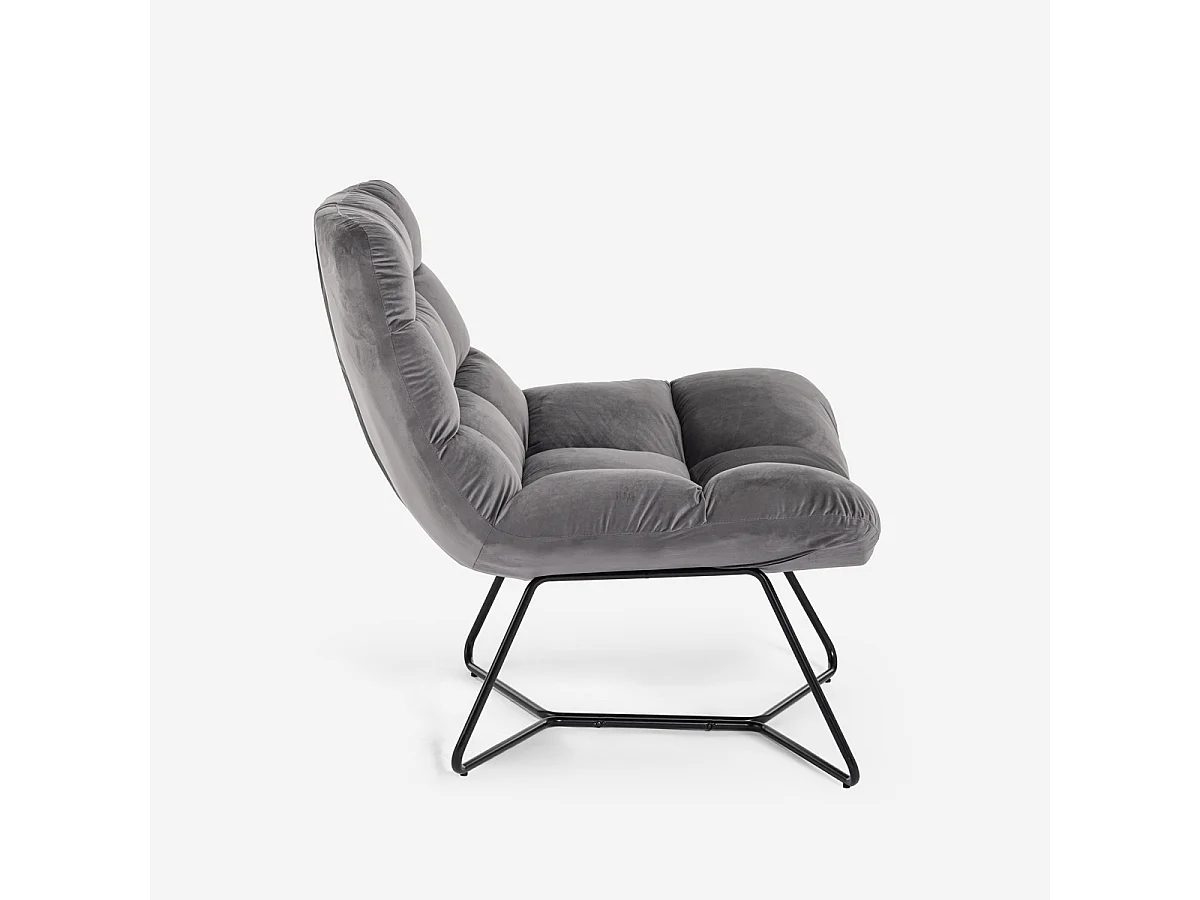 Sillón de salón moderno de terciopelo de diseño Karu - Gris