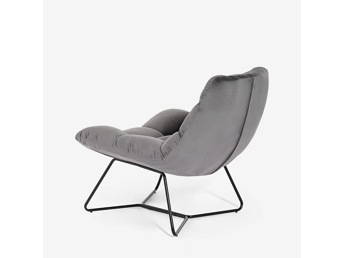 Sillón de salón moderno de terciopelo de diseño Karu - Gris