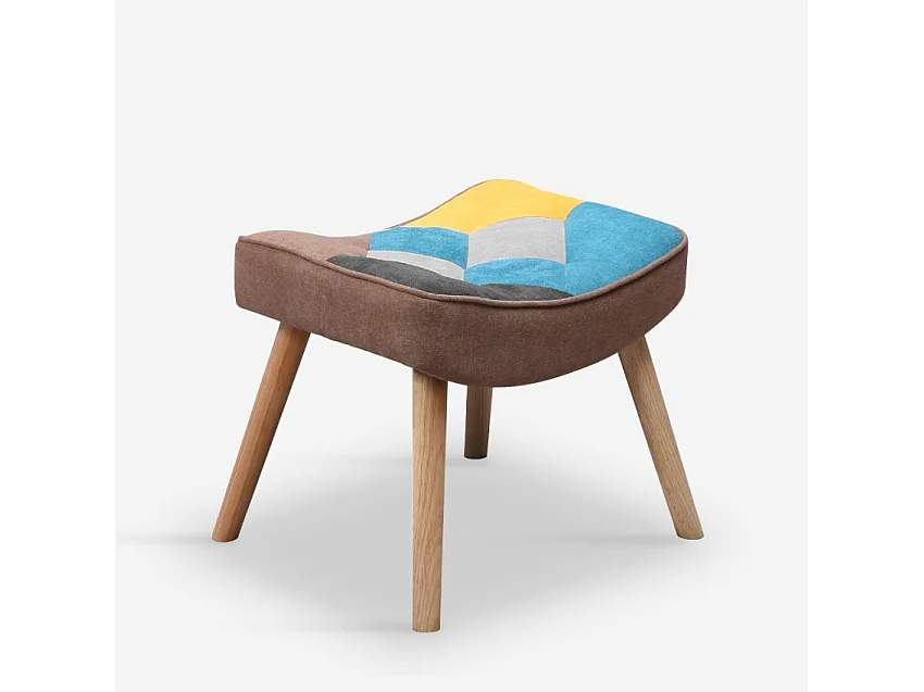 Set poltrona patchwork + pouf poggiapiedi stile scandinavo Chapty Plus - Patchwork 2
