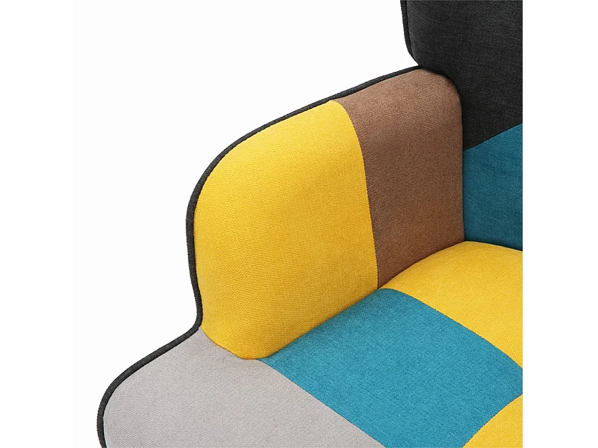 Set sillón patchwork + puf reposapiés estilo escandinavo Chapty Plus - Patchwork 2