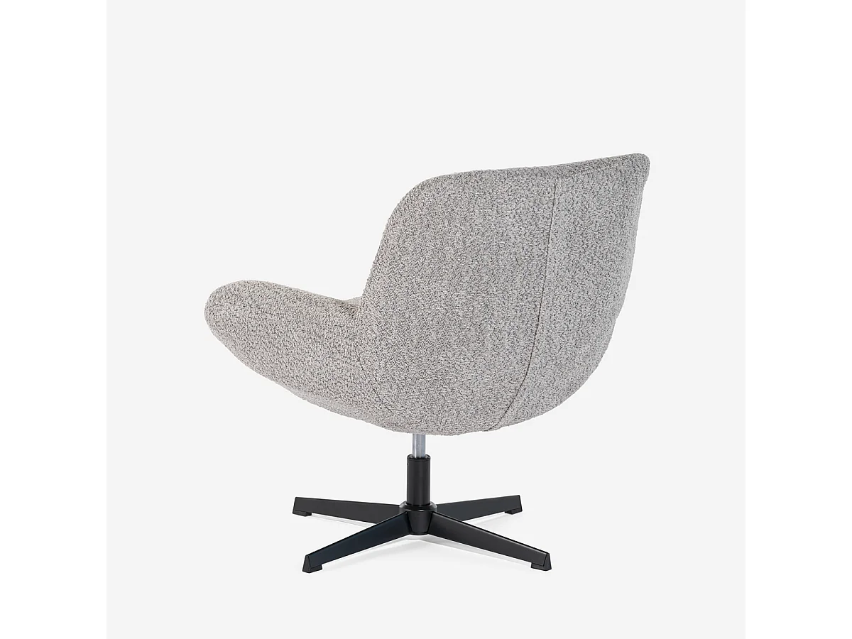 Sillón giratorio elegante de tela bouclé para sala salón y despacho Lehm - Gris