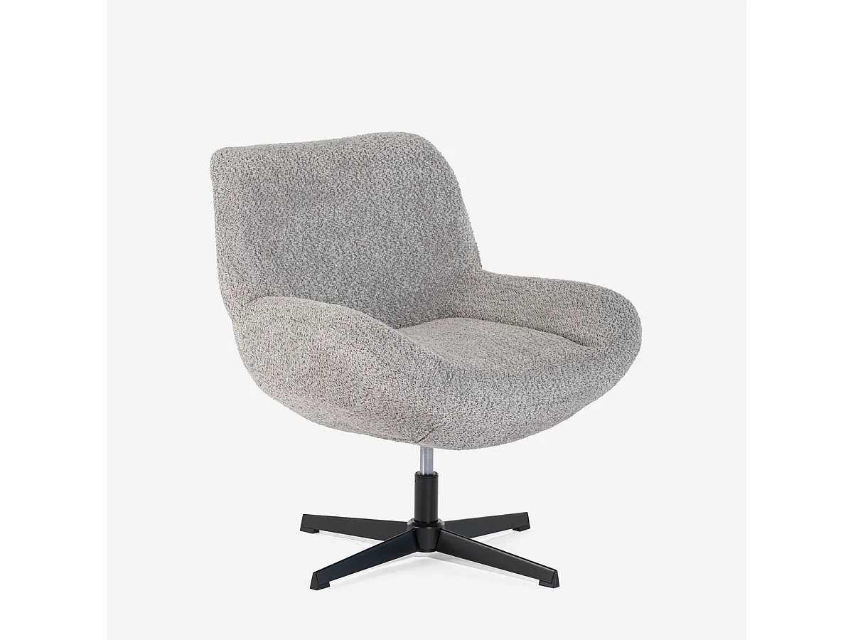 Sessel drehbar elegant aus Bouclé-Stoff fürs Wohnzimmer Büro Lehm - Grau
