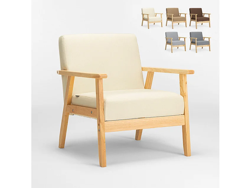Sillón relax de diseño vintage de madera con reposabrazos Uteplass - Blanco