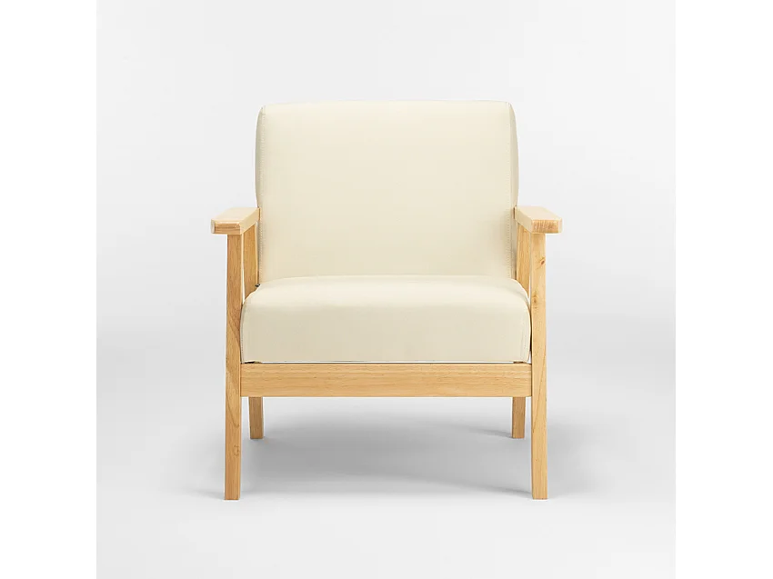 Sillón relax de diseño vintage de madera con reposabrazos Uteplass - Blanco