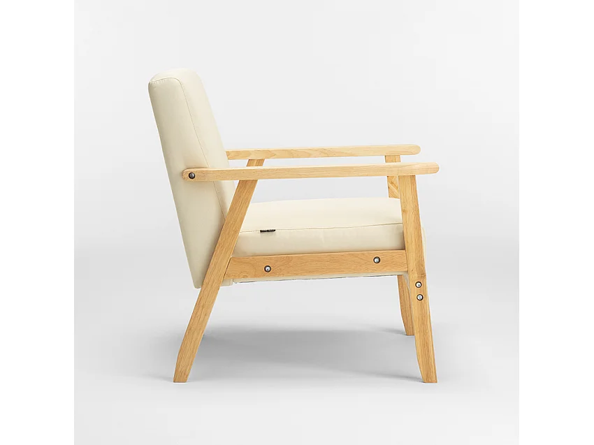 Sillón relax de diseño vintage de madera con reposabrazos Uteplass - Blanco
