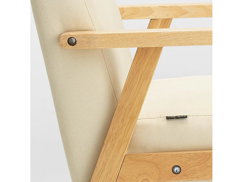 Sillón relax de diseño vintage de madera con reposabrazos Uteplass - Blanco