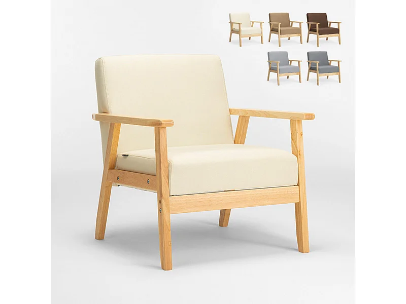 Sillón relax de diseño vintage de madera con reposabrazos Uteplass - Blanco
