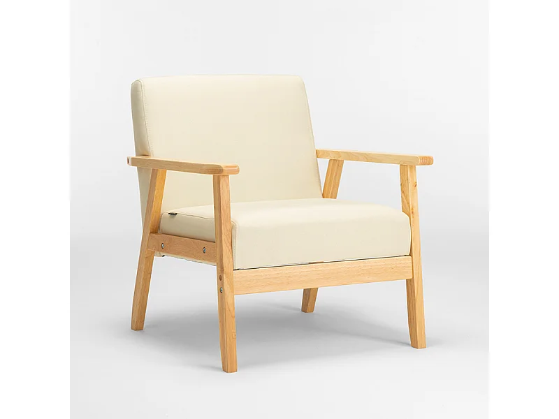 Sillón relax de diseño vintage de madera con reposabrazos Uteplass - Blanco