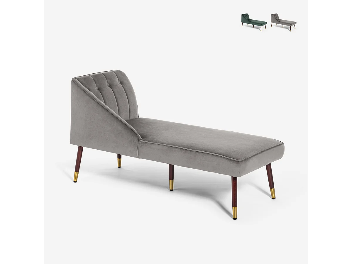 Dormeuse vintage chaise longue sinistra classica in velluto Agos - Grigio