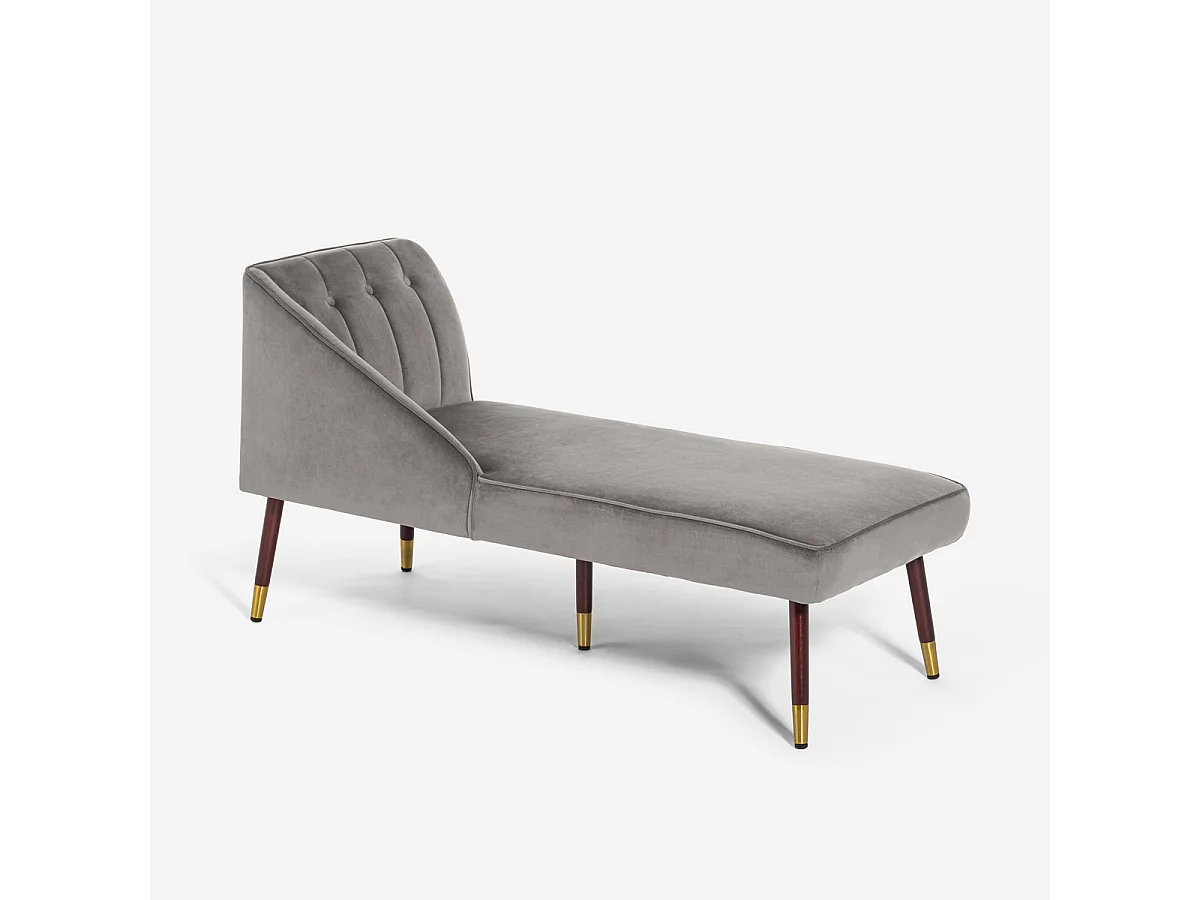 Liegesessel Vintage Chaiselongue links klassisch aus Samt Agos - Grau