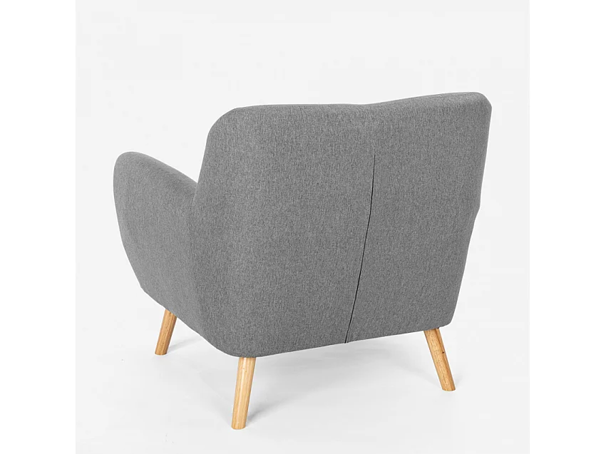 Poltrona salotto design moderno stile nordico in legno e tessuto Modesto - Grigio Scuro