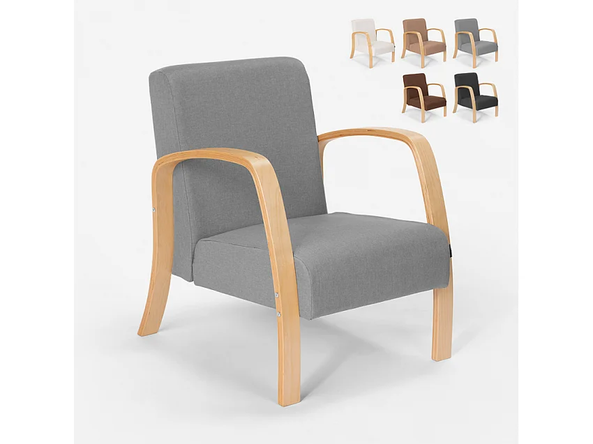 Poltrona in legno design scandinavo ergonomica studio salotto Frederiksberg - Grigio chiaro