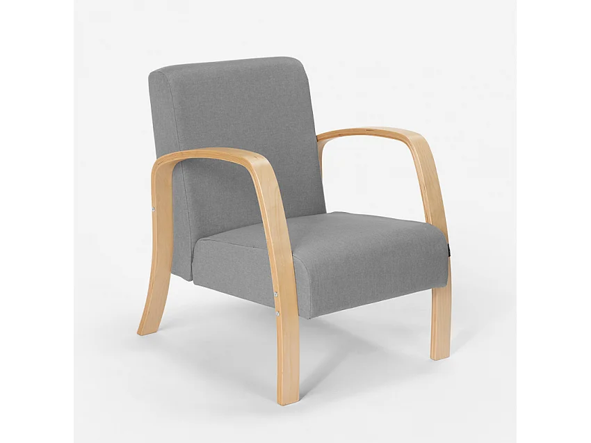Ergonomischer skandinavischer Design-Sessel aus Holz  für Studio oder Wohnzimmer Frederiksberg - Hellgrau