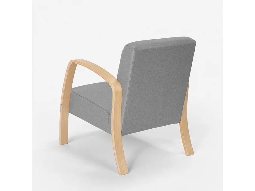 Ergonomischer skandinavischer Design-Sessel aus Holz  für Studio oder Wohnzimmer Frederiksberg - Hellgrau