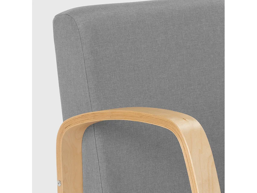 Ergonomischer skandinavischer Design-Sessel aus Holz  für Studio oder Wohnzimmer Frederiksberg - Hellgrau