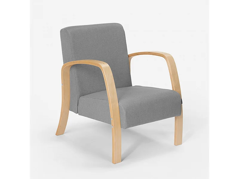 Diseño ergonómico escandinavo sillón de madera salón de estudio Frederiksberg - Gris claro