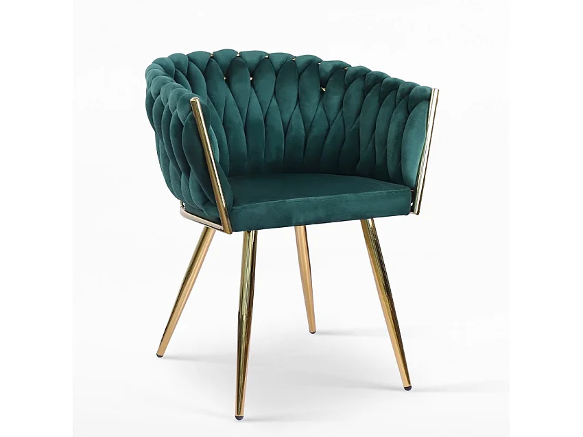 Poltrona design in velluto sedia braccioli gambe dorate Versailles - Verde