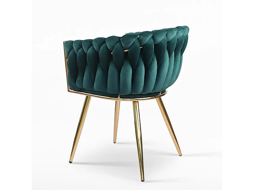 Fauteuil design en velours chaise accoudoirs pieds dorés Versailles - Vert foncé
