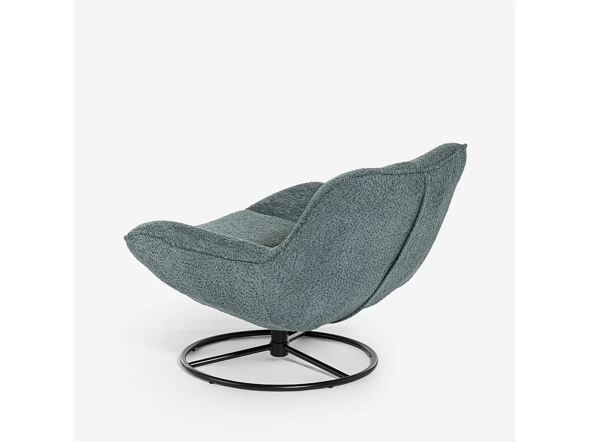 Poltrona da salotto ufficio moderna girevole in tessuto bouclé Konn - Grigio