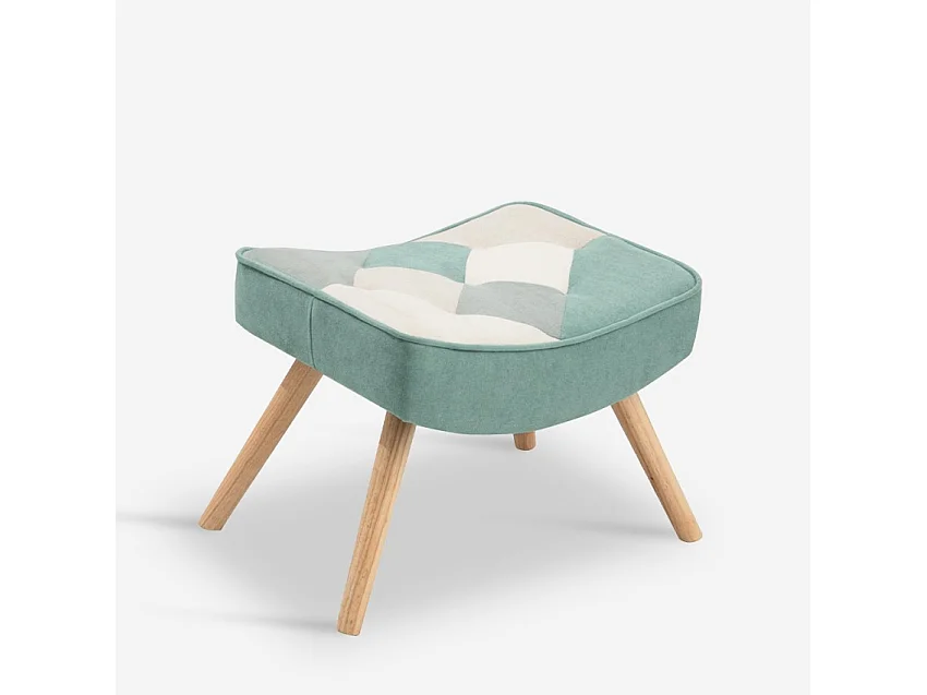 Set sillón patchwork + puf reposapiés estilo escandinavo Chapty Plus - Patchwork 1