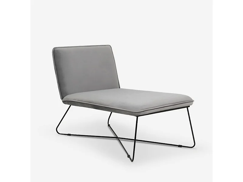 Poltrona chaise lounge design moderno minimalista in velluto Dumas - Grigio